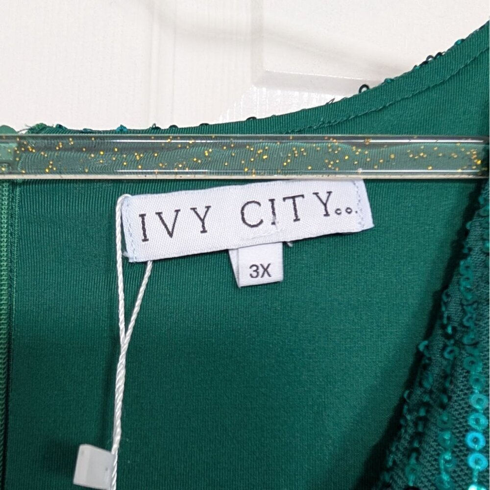 NEW Ivy City Sequin Jagger Dress Womens Size 3X Green Christmas Holiday Party - Picture 7 of 14